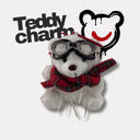 Teddy Charm - Sciarpa Tartan + Lettera Bianco — portachiavi, BONESWIMMER Made in Italy