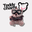 Teddy Charm - Sciarpa Tartan + Lettera Rosa — portachiavi, BONESWIMMER Made in Italy