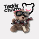 Teddy Charm - Sciarpa Tartan + Lettera Cioccolato — portachiavi, BONESWIMMER Made in Italy