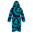 Kinderbademantel - 30ACF Blau mit mintfarbenem Logo, Rückansicht - BONESWIMMER