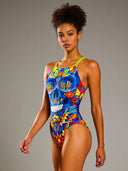 Costume intero donna da allenamento IBIZA 238IF - Blue skull, vista frontale