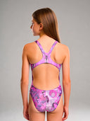 Costume intero bambina da allenamento PINUP 552P - Teschio Farfalla, vista posteriore