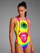 Costume intero donna da allenamento PINUP 535PF - Slime, vista frontale