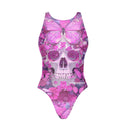 Costume intero donna da allenamento PINUP 552P - Teschio Farfalla