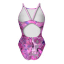 Costume intero donna da allenamento IBIZA 242I - Teschio farfalla, vista posteriore