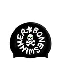 Silikon-Badekappe - Schwarz Großes Weißes Logo