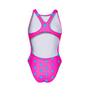 Costume intero donna da allenamento PINUP 556PF Fucsia stella azzurra, vista posteriore