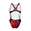 Costume intero donna da allenamento PINUP 520P - Teschio Cremisi, vista posteriore
