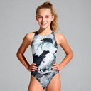 Costume intero bambina da allenamento PINUP 522P - Raku, vista frontale