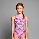 Costume intero bambina da allenamento PINUP 525P - Teschio Lana, vista frontale