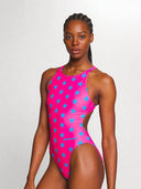 Trainings-Einteiler für Damen PINUP 556PF - Fuchsia mit blauem Stern
