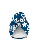 Turbante Sahara - 39S Navy Logo Bianco — telo in microfibra, BONESWIMMER Made in Italy