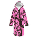 Accappatoio Bimbo - 24AC Rosa Logo Cioccolato — telo in microfibra, BONESWIMMER Made in Italy