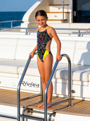 Costume intero bambina da mare Alte L034AF - Skull tribe, vista frontale