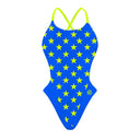 Costume intero donna da mare Alte L022AF - Turchese Stelle Gialle, vista frontale