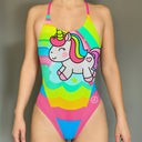 Costume intero donna da mare Alte L027AF - Ponycorno, dettaglio indossato