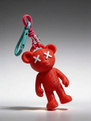 Teddy Psycho Charm - Rosso + Bianco — portachiavi, BONESWIMMER Made in Italy
