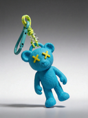 Teddy Psycho Charm - Azzurro + Giallo — portachiavi, BONESWIMMER Made in Italy