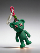 Teddy Psycho Charm - Verdone + Rosa — portachiavi, BONESWIMMER Made in Italy