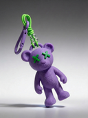 Teddy Psycho Charm - Lilla + Verde — portachiavi, BONESWIMMER Made in Italy