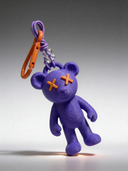 Teddy Psycho Charm - Viola + Arancione — portachiavi, BONESWIMMER Made in Italy