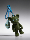 Teddy Psycho Charm con Badge - Verde militare + Azzurro — portachiavi, BONESWIMMER Made in Italy