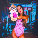 Costume intero donna da allenamento PINUP 525P - Teschio Lana, vista frontale