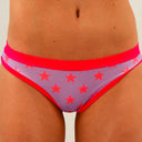 Slip bikini donna da mare Big Sur L020BIF - Big Sur Lilla Stelle Rosso Fluo, dettaglio prodotto